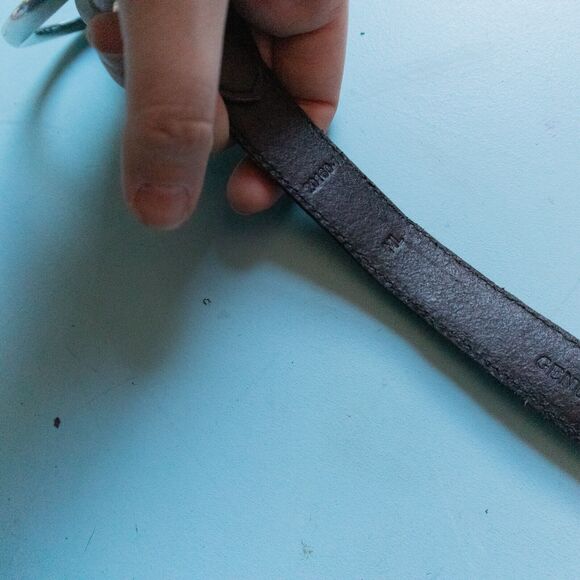 Silver Metal Hook Embossed Black Genuine Leather Decorative Belt - Picture 7 of 7